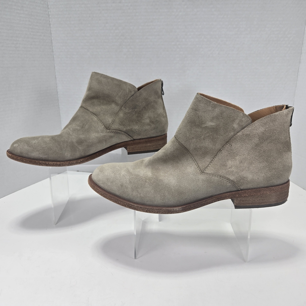 Kork-Ease Ryder Taupe Suede Leather Ankle Bootie Boots w/zippered Heels Size 10M
